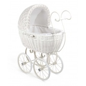 Puppenwagen Korbgeflecht weiß